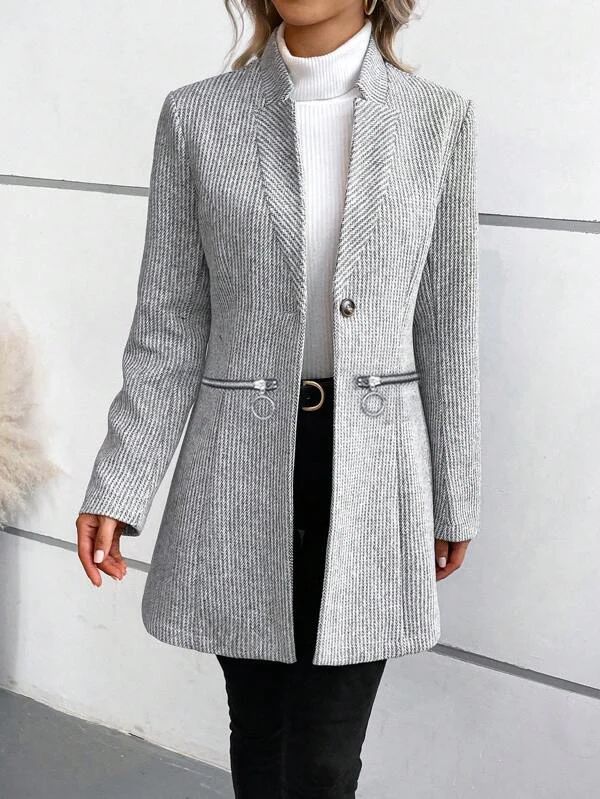 Chic Grey Luxe Mid-Season Jacket