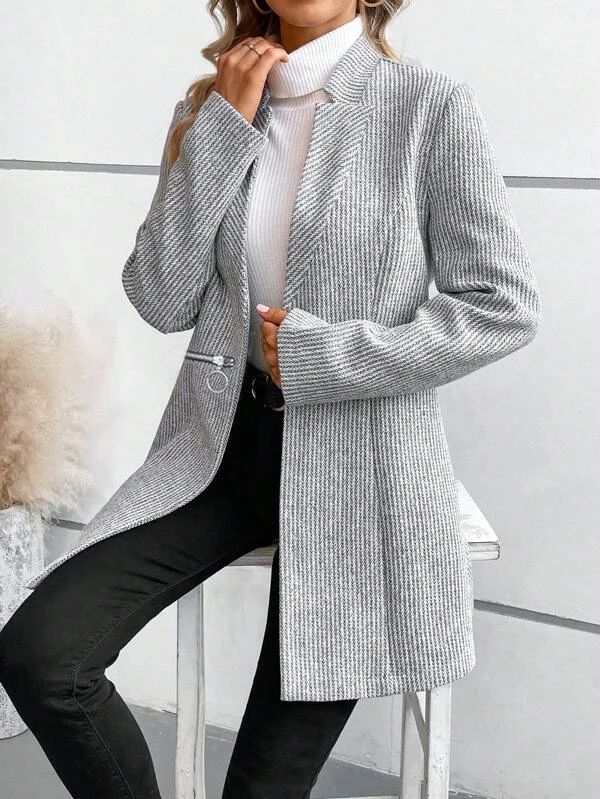 Chic Grey Luxe Mid-Season Jacket